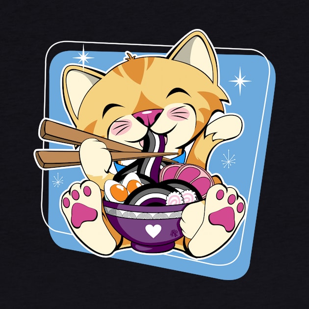 Cat Eating Ramen Asexual Flag by CuddleswithCatsArt